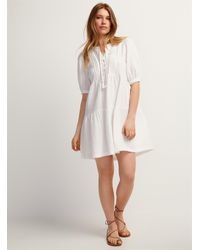Vero Moda - Cotton Gauze White Tiered Dress - Lyst