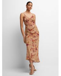Icône - Textured Bouquet Long Ecru Dress - Lyst