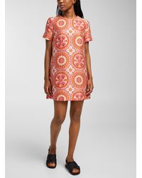 La DoubleJ - Mini Swing Sun Orange Embroidered Dress - Lyst