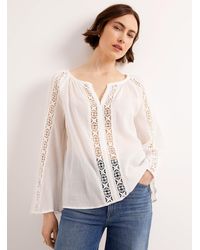 Contemporaine - Crocheted Ribbons Sheer Blouse - Lyst