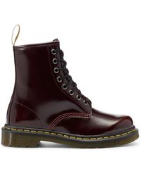 dr martens vegan 1460 red chrome flat ankle boots