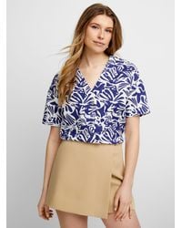 Icône - Touch Of Linen Buttoned Blouse - Lyst