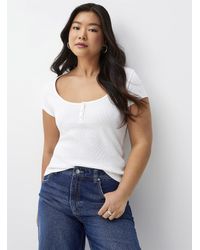 Twik - Fine Ribbing Henley Collar T - Lyst