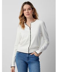 Contemporaine - Pearl Buttons Contrasting Touch Cardigan - Lyst