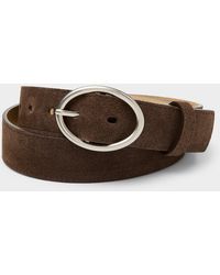 Simon's - Oval Buckle Minimalist Suede Belt - Lyst