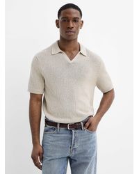Le 31 - Johnny Collar 100% Linen Knit Polo - Lyst