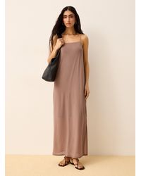 Icône - Slim Straps Side Slit Maxi Micromesh Dress - Lyst