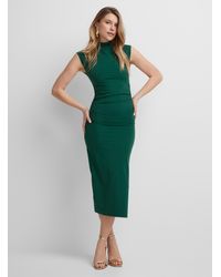 Icône - Microfibre Ruched Fitted Dress - Lyst