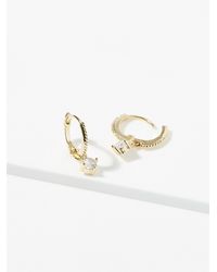 Simon's - Shimmering Crystal Hoop Earrings - Lyst