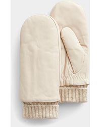 Simon's - Knit Cuff Leather Mittens - Lyst