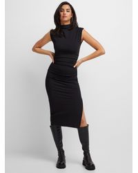 Icône - Microfibre Ruched Fitted Dress - Lyst
