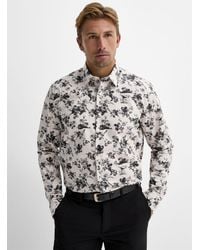 Le 31 - Monochrome Flowers Shirt Modern Fit - Lyst