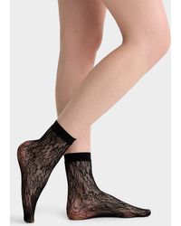 Simon's - Lace/solid Ankle Socks 2 - Lyst