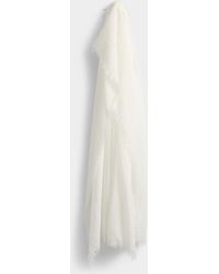Simon's - Thin Fringes Pleated Lightweight Scarf - Lyst