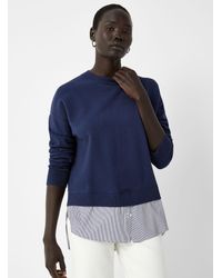 Contemporaine - Striped Poplin Insert Loose Sweater - Lyst