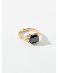 Simon's - Black Rectangular Stone Ring - Lyst
