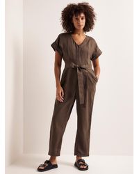 Contemporaine - Organic Linen Belted Jumpsuit - Lyst