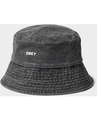 Obey - Small Logo Pigment Denim Bucket Hat - Lyst