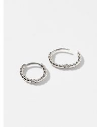 Simon's - Small Twisted Silver Hoops - Lyst