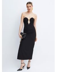Bardot - Gold Detail Bustier Black Dress - Lyst