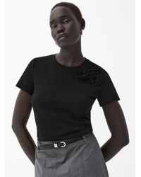 Contemporaine - 3d Flowers Stretch Cotton T - Lyst