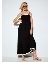 Vero Moda - Contrasting Wavy Trim Maxi Flared Dress - Lyst