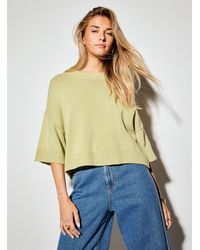 Icône - Touch Of Wool Rolled Edges Boxy Sweater - Lyst