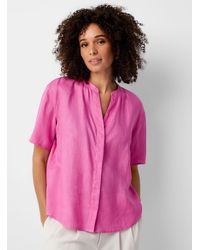 Contemporaine - Gathered Collar Organic Linen Shirt - Lyst