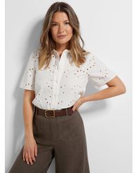 Soaked In Luxury - Kiara Cream Broderie Anglaise Shirt - Lyst