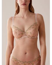 Huit - Romantique Floral Embroidery Sheer Plunge Bra - Lyst