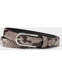 Simon's - D-buckle Glossy Snakeskin Leather Thin Belt (women, Brown, Large) - Lyst