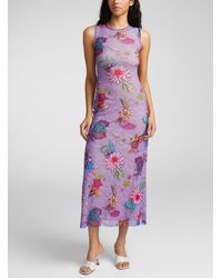 Fuzzi - Colourful Flora Tulle Dress - Lyst
