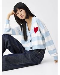 Twik - Fleece Heart Striped Cardigan - Lyst