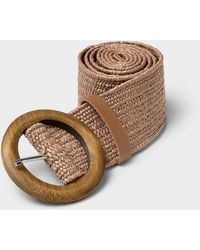 Simon's - Wooden Buckle Braided Faux - Lyst