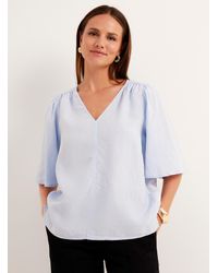 Marc O' Polo - Flared Sleeves Pastel Linen Blouse - Lyst