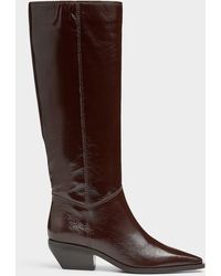 Simon's - Pointed Crackled Leather Boot Exclusive Collection From Italy Women - Lyst