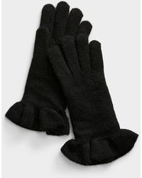 Simon's - Ruffle Trim Solid Gloves - Lyst