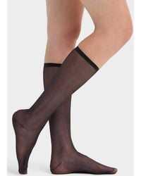 Simon's - Sheer Solid Knee - Lyst