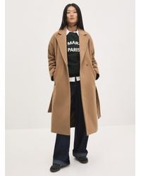 Ichi - Belted Long Overcoat - Lyst