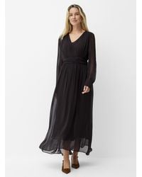 Contemporaine - Pleated Waist Chiffon Dress With Ruffles - Lyst