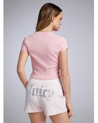 Juicy Couture - Diamonds Logo Pink Velvet Short - Lyst