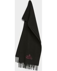 Vivienne Westwood - Embroidered Logo Pure Wool Scarf - Lyst