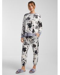 Donna Karan Dark Flower Velvety Sweatshirt - Gray