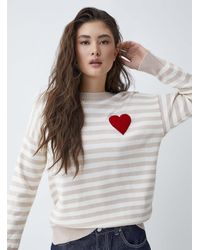 Twik - Fleece Heart Striped Sweater - Lyst