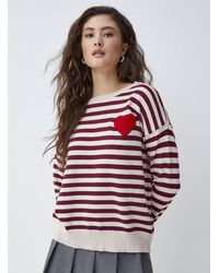 Twik - Fleece Heart Striped Sweater - Lyst