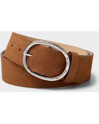 Simon's - Hammered Rounded Buckle Wide Suede Belt - Lyst