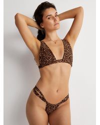 Stone Fox Paloma Leopard Triangle Bikini Top At Icône - Brown