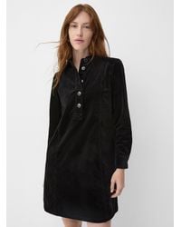Contemporaine - Ribbed Velvet Shirt Collar Dress - Lyst