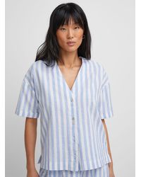 Icône - Touch Of Linen Buttoned Blouse - Lyst