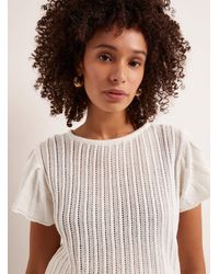 Contemporaine - Ruffled Cap Sleeves Ribbed Sweater - Lyst